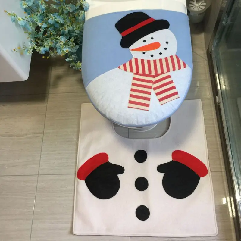 2 шт./комплект Рождественский чехол для унитаза с Санта-Клаусом и снеговиком | Дом