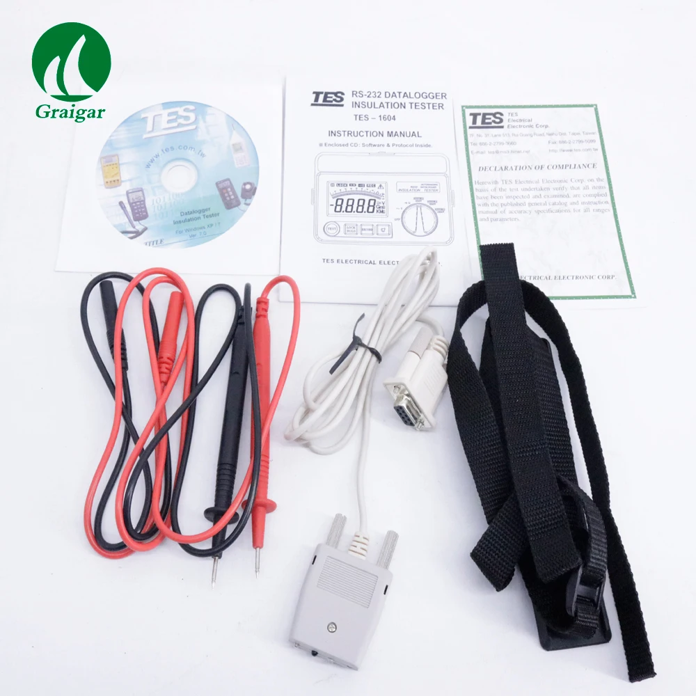 TES 1604 Авто диапазон данных тестер изоляции тест на номинальное напряжение в 1мА