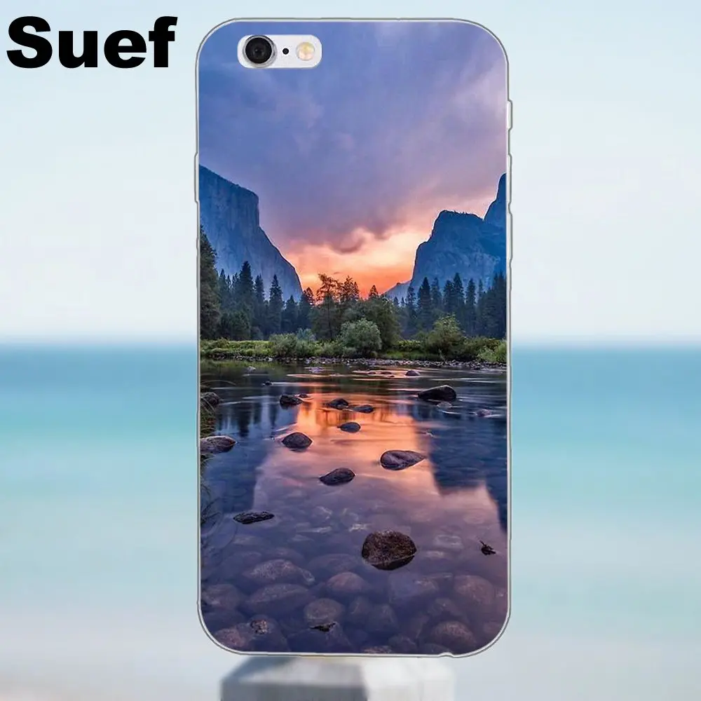 Для iPhone 4 4S 5 5S 5C SE 6 6S 7 8 Plus X Galaxy J1 J3 J5 J7 A3 A5 2016 2017 мягкий оригинальный горный Озеро