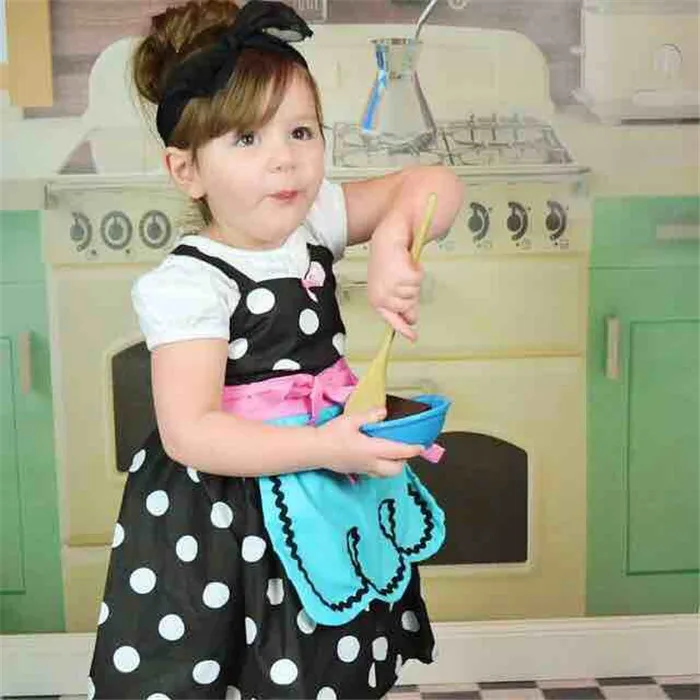 Алиса в стране чудес платья горошек для маленьких девочек с фартуком Белоснежка