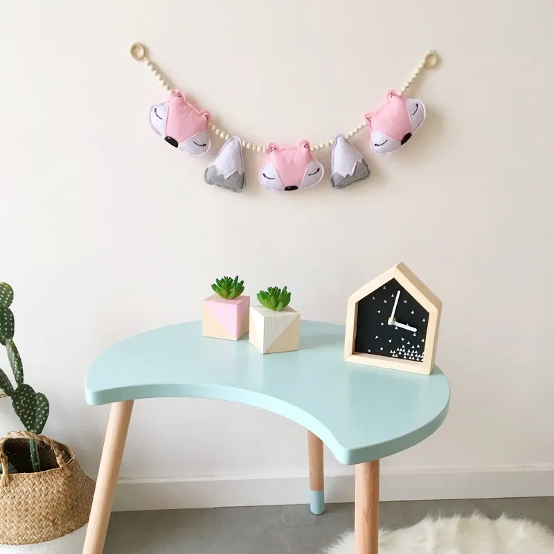 Скандинавская войлочная лиса Снежная гора с деревянными бусинами гирлянды