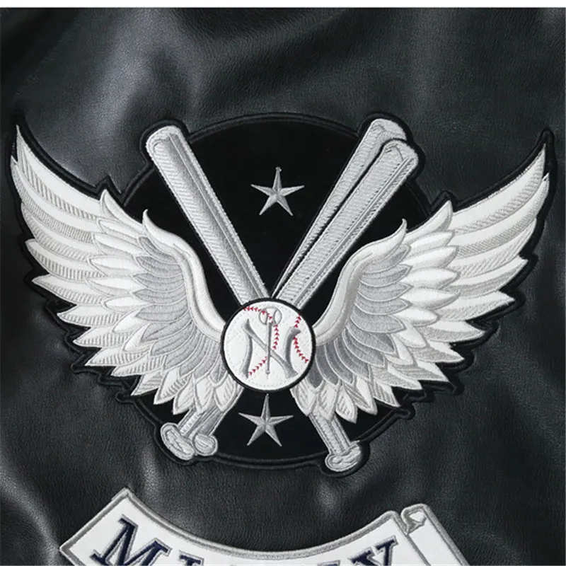 Женская уличная куртка из искусственной кожи с вышитым значком мотоциклетная в