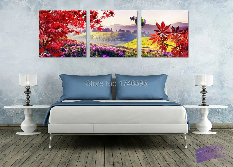 

Big modern home decor Wall Art Picture for living room wall decor printed red maple tree landscape Painting on Canvas art prints