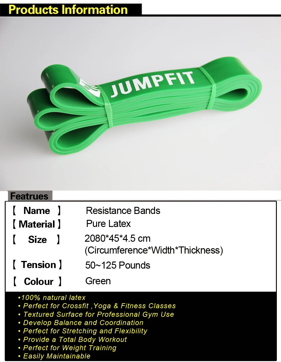 Тянущиеся латексные полоски для тела CrossFit тянущиеся спортзала 4 5 см зеленая