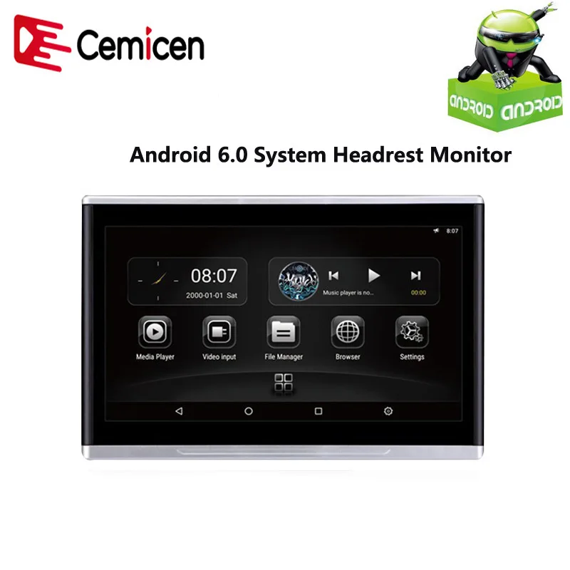 Cemicen 10 1 дюймов Android 6.0.1 Автомобильный подголовник монитор HD 1080P видео сенсорный