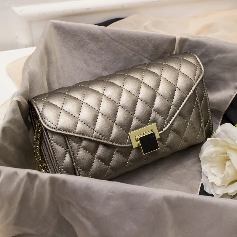 Женская Сумка 2017 Новая Девушка ИСКУССТВЕННАЯ Кожа Вообще Мини Цепь Lingge Цепи