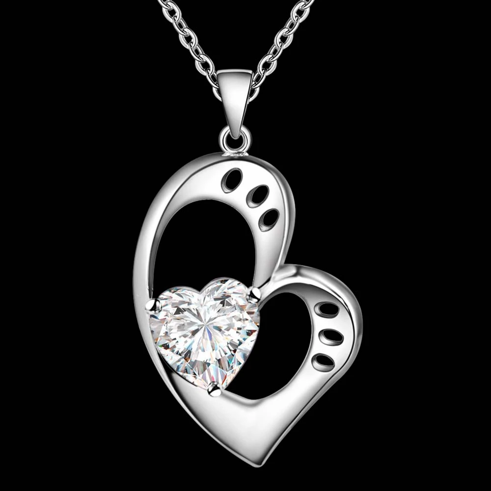 sparkling zircon love heart wholesale silver plated Necklace New Sale necklaces &amp pendants /OLJMTRVO CNMGAJFM | Украшения и