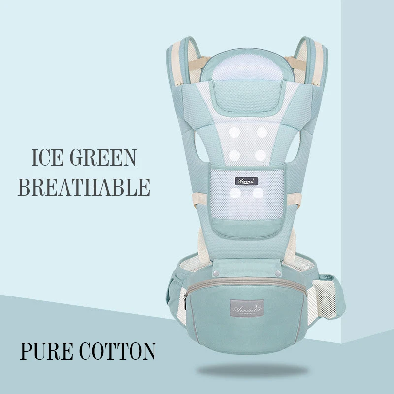 IceGreen Breathable Рюкзаки-кенгуру, ремень на пояс для новорожденных, начинающих ходить; Хлопковые Платья с сеточкой с лето-осень рюкзак слинг для путешествия на лицевой стороне чехол Обёрточная бумага кенгуру - Цвет: IceGreen Breathable