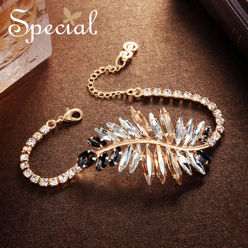 Special European and American leaves bracelet feminine tide lined with white hand fine champagne forest castle | Украшения и