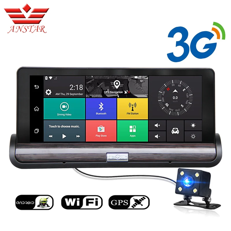 ANSTAR Android Wifi 3g зеркало автомобиля навигатор Dashcam gps 3 в 1 видео Регистраторы DVR Камера
