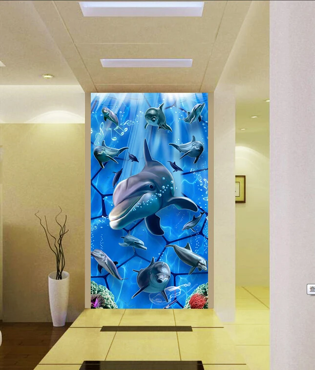 3D фрески на заказ подводный мир 3 d дельфин обои для гостиной дивана телевизора