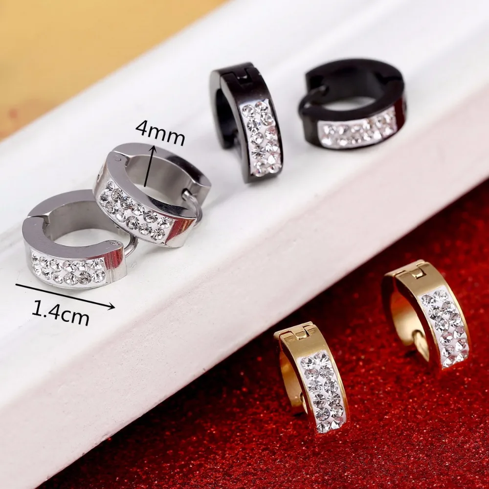 Серьги гвоздики из нержавеющей стали с овальными кристаллами 4 мм х 1 см|crystal stud