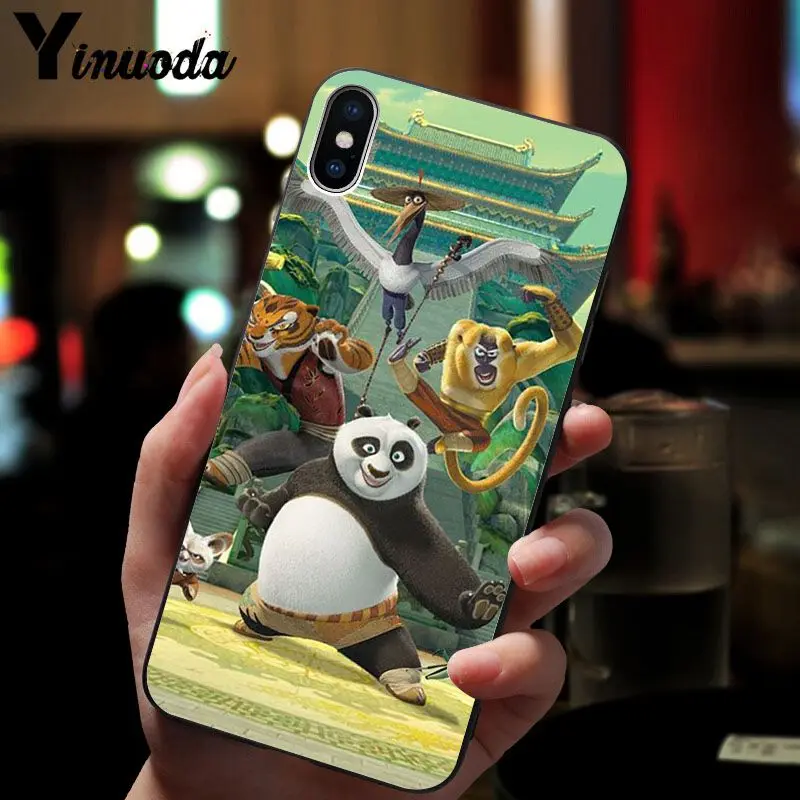 11pro MAX kungfu панда черный ТПУ Мягкий силиконовый чехол для телефона iPhone X XS 6 6s 7 7plus 8