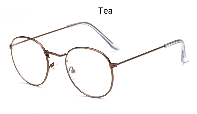 Tea Модная классическая оправа для очков, круглая Женская металлическая оправа, оптические очки, прозрачные компьютерные овальные очки, оправа для чтения - Цвет оправы: Tea
