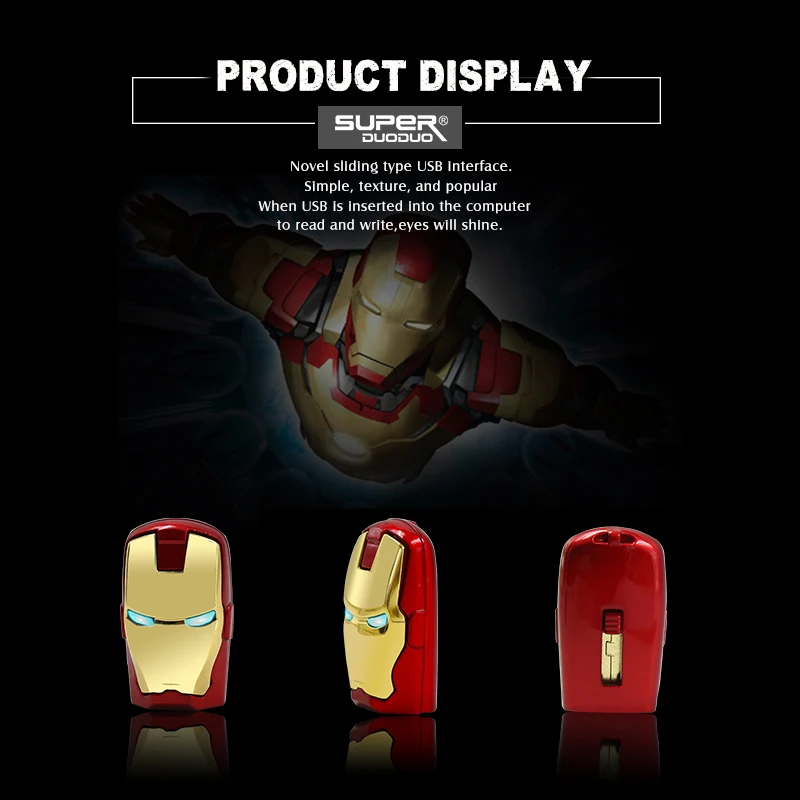 Дизайн мультфильм Блестящий супергерой Железный человек Флешка USB флэш-накопитель 4 ГБ 8 ГБ 16 ГБ 32 ГБ флеш-накопитель