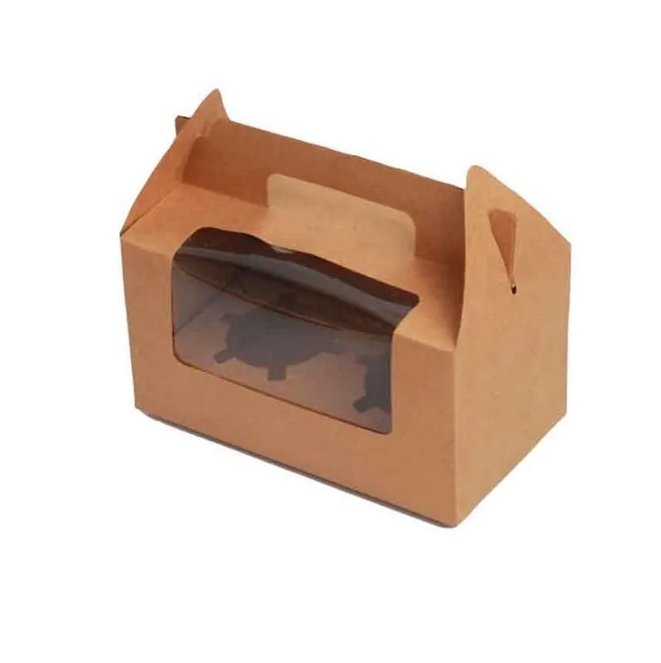 10 шт./лот две коробки белая розовая синяя коробка из крафт бумаги для кексов торта