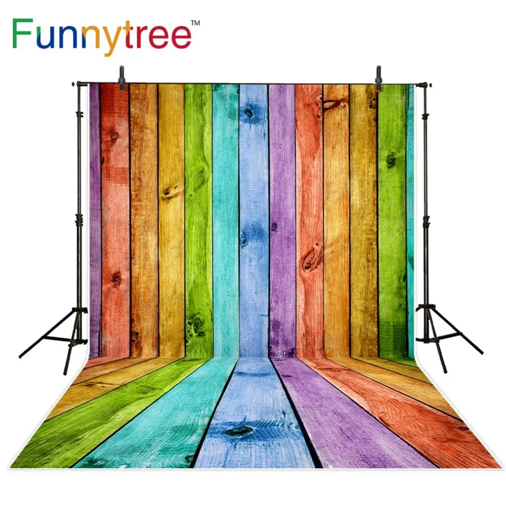 

Фон Funnytree для фотостудии Красочный Деревянный винтажный детский профессиональный фон фотография