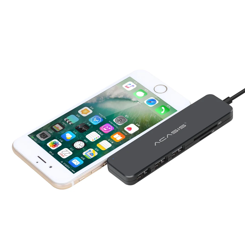 Acasis новый тонкий высокоскоростной USB 2 0 3 концентратор кард ридер внешний 4 порта