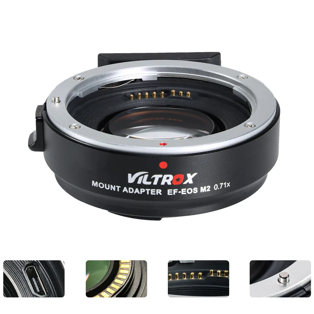 Viltrox EF-EOS M2 адаптер для Canon EF Крепление объектива к EOS M5 M6 M50 M10 M100 M3 объектив камеры Адаптер Автофокус 0.71x EF-EOS M2