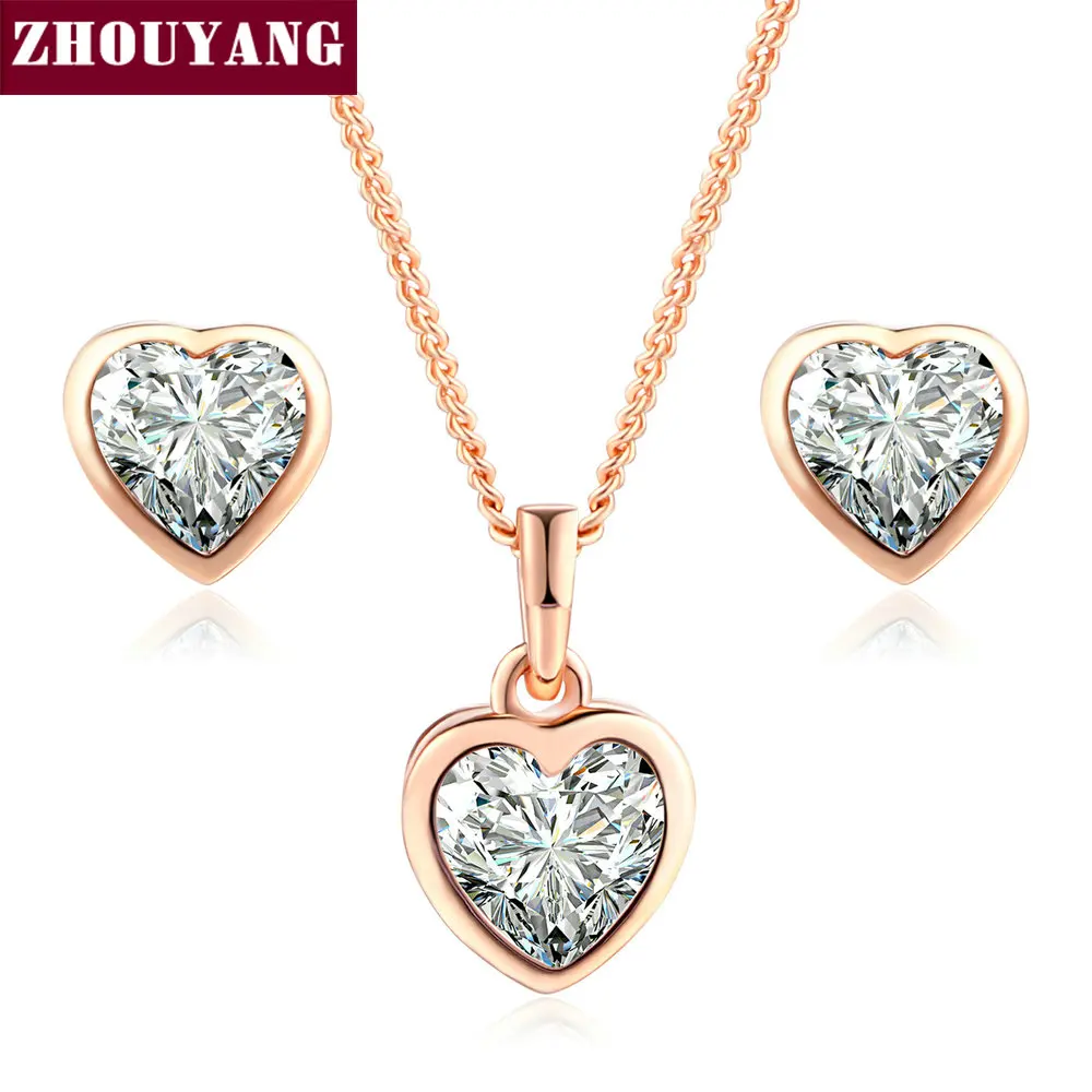 Комплект из колье и серёг цвета розового золота серебра|necklace earring set|earrings setset necklace