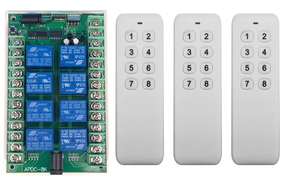 DC 12V 24V 8 CH каналы 8CH RF беспроводной пульт дистанционного управления Система