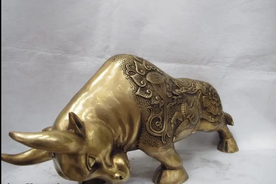 Китайский фольклорный медный Бронзовый Fengshui цветок лотоса Kylin Kilin Крупный