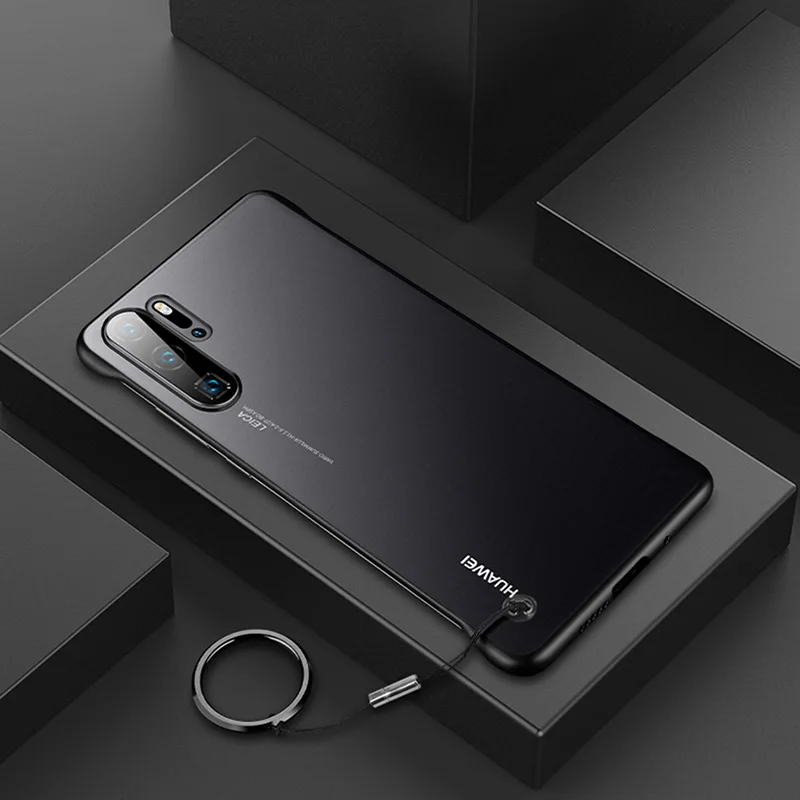 Black Матовый Прозрачный Бескаркасный чехол для телефона с кольцом для huawei P20 P30 Pro mate 10 20 Honor V20 20 Pro Роскошный Жесткий чехол Funda - Цвет: Black
