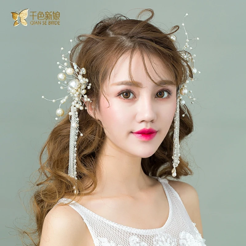 High end Кристалл Длинные серьги уха женщины висячие кисточкой зажим для волос jacketgirl
