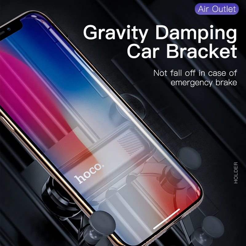 Автомобильный держатель для телефона HOCO Gravity для iphone X Xs Max samsung S9 S10, держатель на вентиляционное отверстие автомобиля, автомобильные держатели для Xiaomi huawei, подставка для телефона