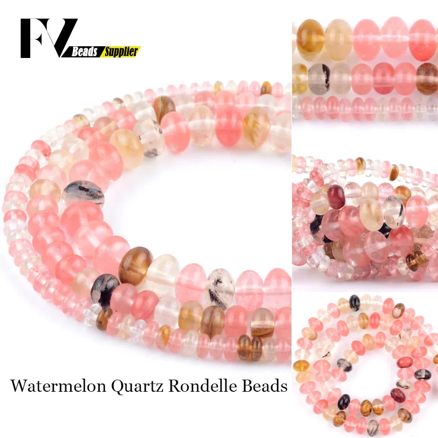 Watermelon Quartz Натуральные красные яшмы цитрины Лабрадорит Рондель свободные бусины аксессуары для рукоделия Diy ювелирные изделия, изготовление браслетов 15" - Цвет: Watermelon Quartz