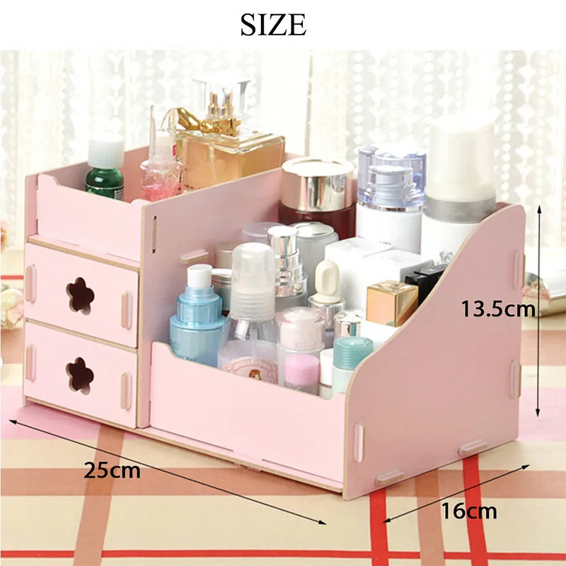 DIY коробка для макияжа деревянная хранения косметики контейнер ювелирных