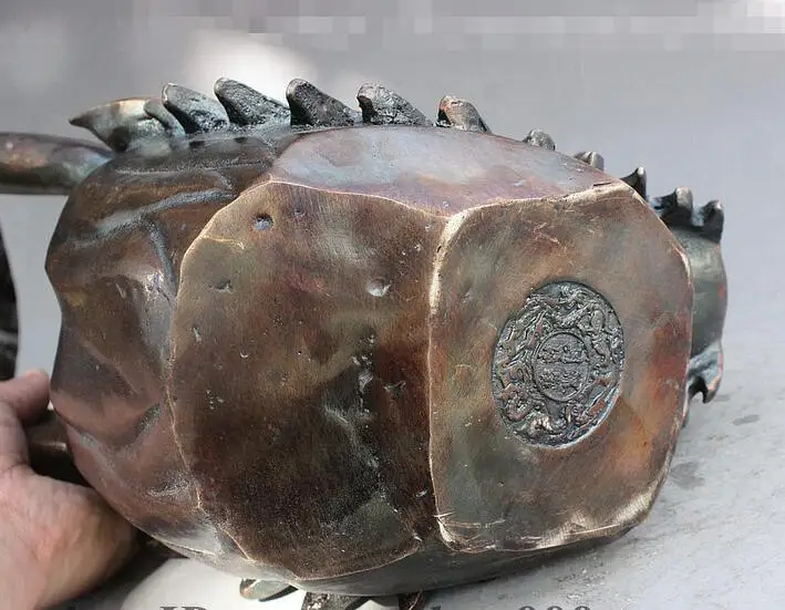 11 &quotКитайский дворец бронзовая ручная резная сильная защита животное божество