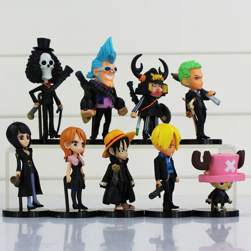 9 шт./лот горячие аниме соломенные шляпы Luffy Roronoa Zoro Sanji мини ПВХ экшн-фигурки куклы