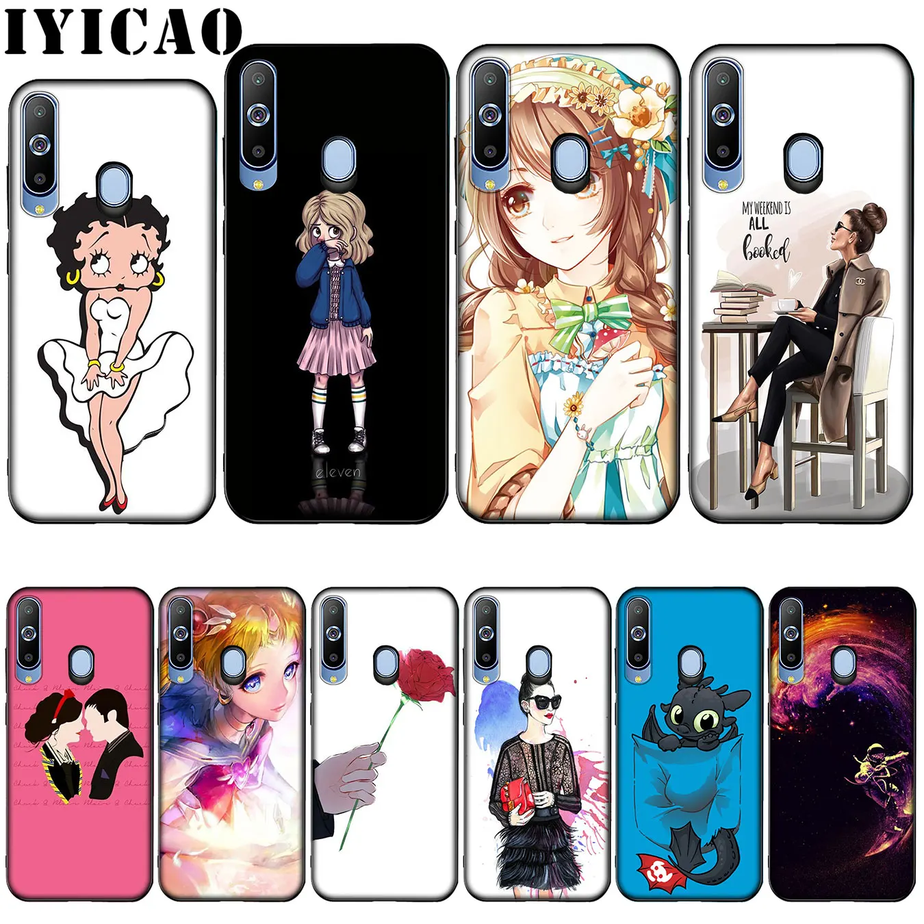 IYICAO Cute cartoon girl Silicone Soft Case for Samsung Galaxy A10 A30 A40 A50 A70 M10 M20 M30 Cover |