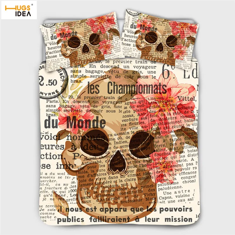 HUGSIDEA Винтаж Стиль постельное белье в стиле ретро панк с принтом черепа домашний