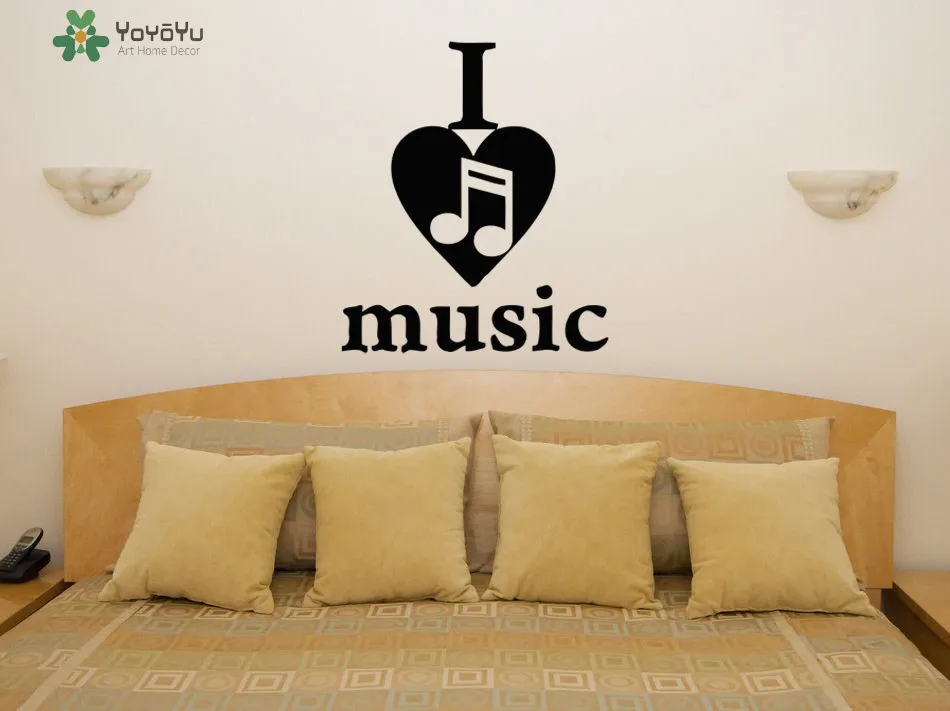 

YOYOYU Wall Decal I Love Music Removable Wall Stickers For Kids Rooms Vinyl Music Studio Art Mural Waterproof Home Decor SY657