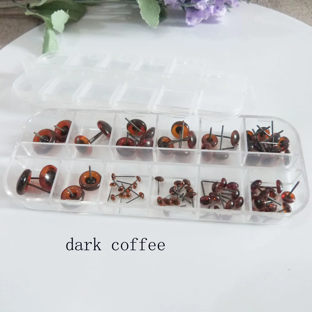 dark coffee 70 шт./лот, 3-12 мм, разные размеры, стеклянная булавка, игрушечные глаза для самодельных кукол-синий/прозрачный/черный/кофейный/Темный кофейный цвет - Цвет: dark coffee