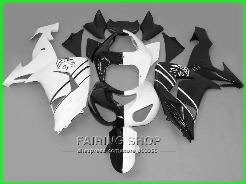 Половинчатые белые черные Обтекатели для Kawasaki Ninja ZX10r 2006 2007 06 07 100% подходят