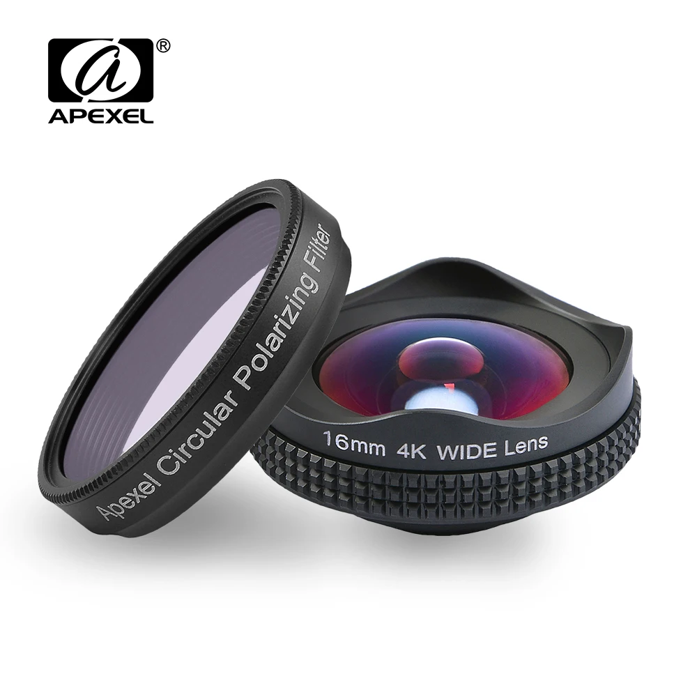 APEXELProfessional 4K широкоугольный Круглый поляризационный фильтр 16 мм HD супер объектив