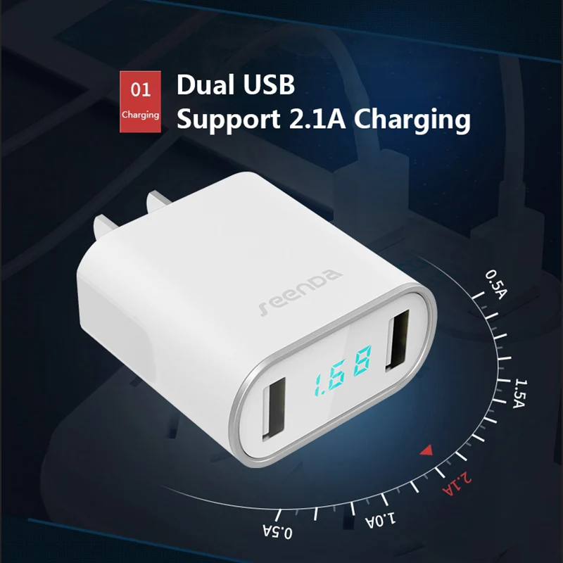 SeenDa 18W быстрая зарядка 3 0 настенное зарядное устройство с двумя портами USB для