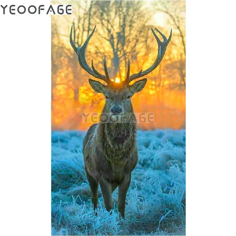

Алмазная 5d Вышивка «сделай сам», олень, алмазная живопись, вышивка крестиком, изображения леса, набор для мозаики, домашний декор