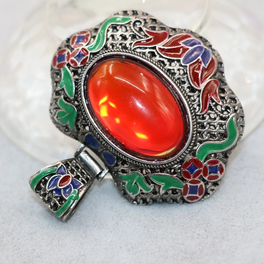 7 стиль античная посеребренная большой кулон для женщин 45*55 мм ювелирные изделия