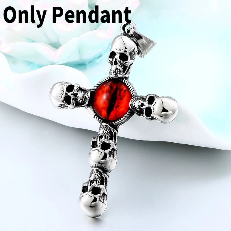 Onlypendant BEIER, Ретро стиль, крест, череп с когтями, злой, красный глаз, ожерелье, подвеска для мужчин, 316, нержавеющая сталь, уникальные ювелирные изделия, панк стиль, BP8-341 - Окраска металла: Onlypendant