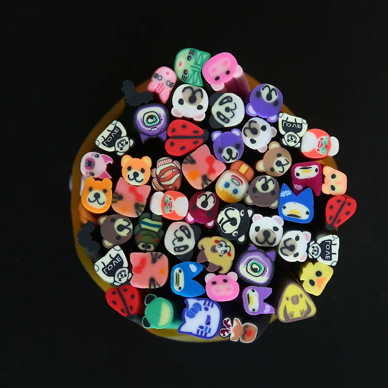 Cartoon-50pcs LF 50 шт. 3D ногти искусство советы Fimo цветок перо фимо-трости Стержни Полимерная глина нарезать на ломтики для поставки слаймов стикер Diy - Цвет: Cartoon-50pcs