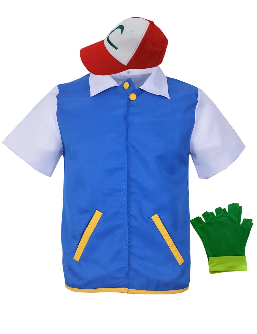 High Quality Unisex Adult Pokemon Ash Ketchum Costume Cosplay Halloween Blue Jacket+Gloves+Hat | Тематическая одежда и