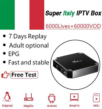 X96 Mini+ Best Super Italy IP tv mediaset premium Германия, Великобритания Европа взрослый IP tv 6000Live+ 20000 VOD 8G& 16G Android 7,1 Smart tv Box