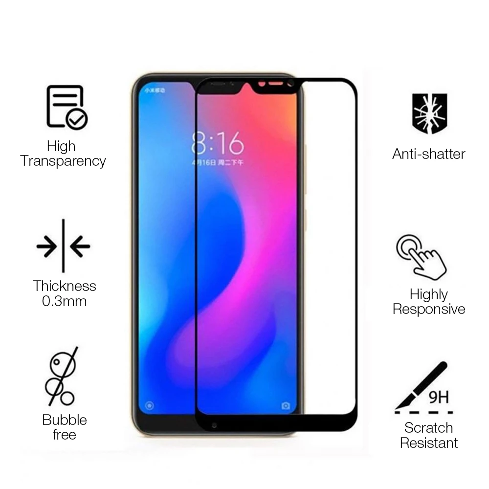 Закаленное стекло TOMKAS для Xiaomi Redmi 6 Защитная пленка экрана 6D Защитное Note 5 Pro Mi A1 6X