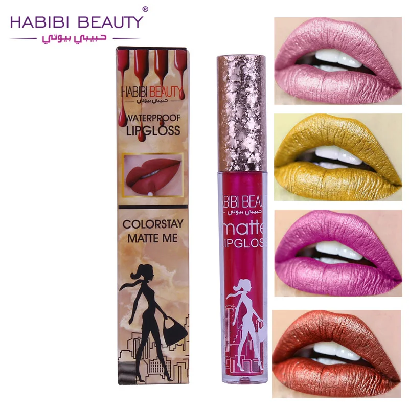 Habibi beauty Макияж для губ металлический блеск водонепроницаемый долговечный