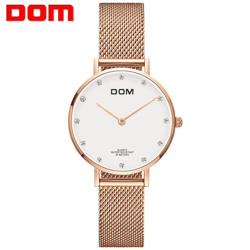 DOM Лидирующий бренд роскошные часы женские кварцевые повседневные