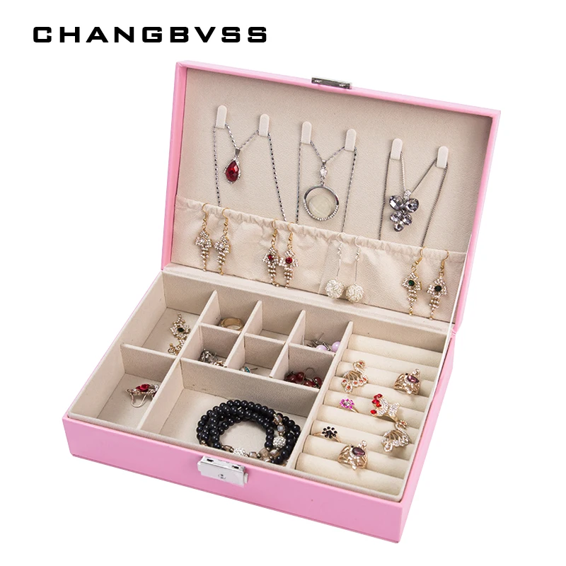 2018 Глянцевая шкатулка для украшений в простом стиле женщин вместительный